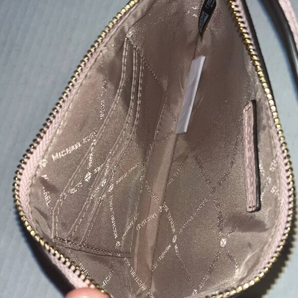 Michael Kors Jet Set Travel Large Logo Wristlet Vanilla MK/Blush - Picture 7 of 9